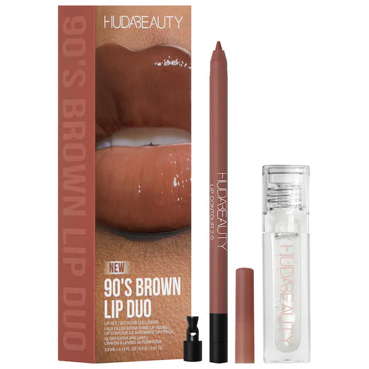 HUDA BEAUTY 90s Brown Lip Liner and Lip Gloss Set *pre-order*