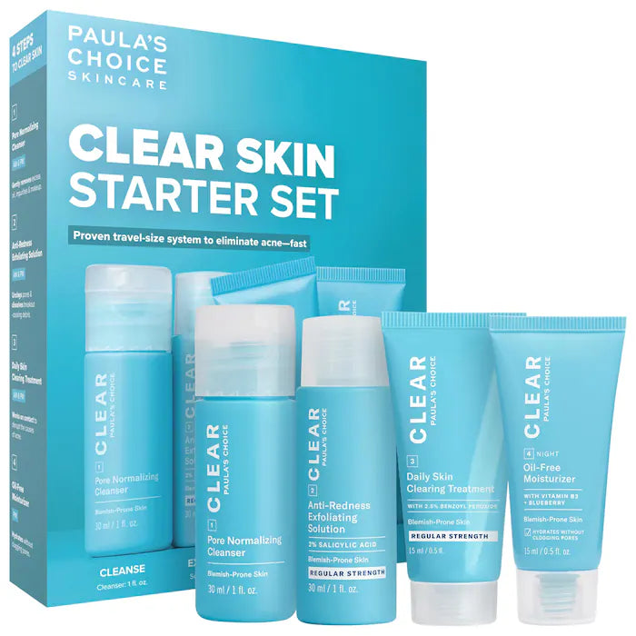 Paula's Choice
Mini CLEAR Skin Starter Set with Salicylic Acid and Benzoyl Peroxide *pre-order*