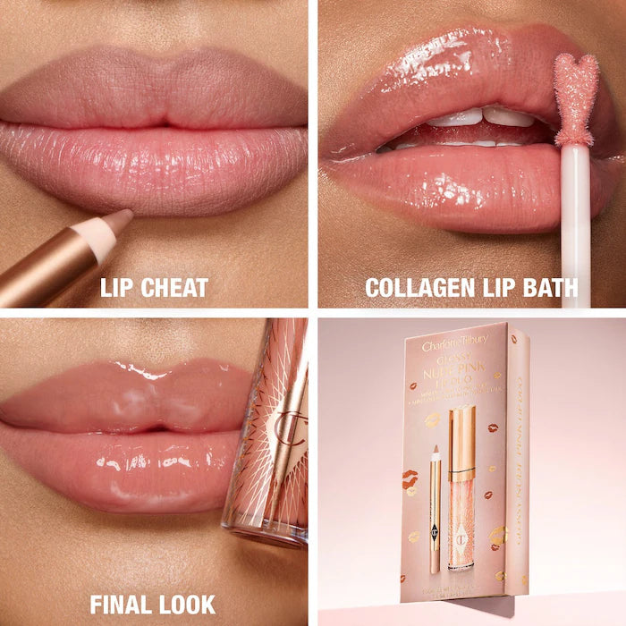 Charlotte Tilbury  Mini Glossy Pink Lip Gloss + Lip Liner Set *pre-order*