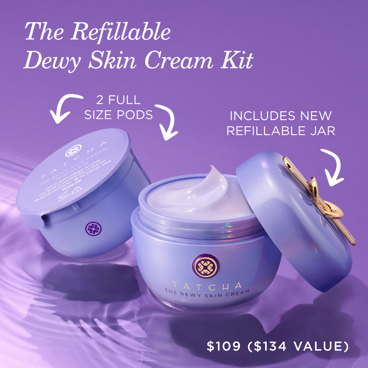 Tatcha The Dewy Skin Cream Moisturizer Full Size & Refill Pod Bundle *pre-order*
